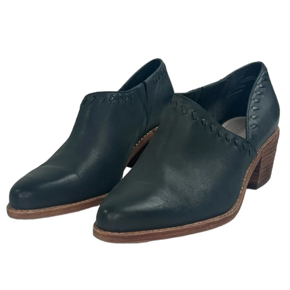 Caslon Julian Womens SZ 7.5 Black Leather Pointed Ankle Bootie Western Festival